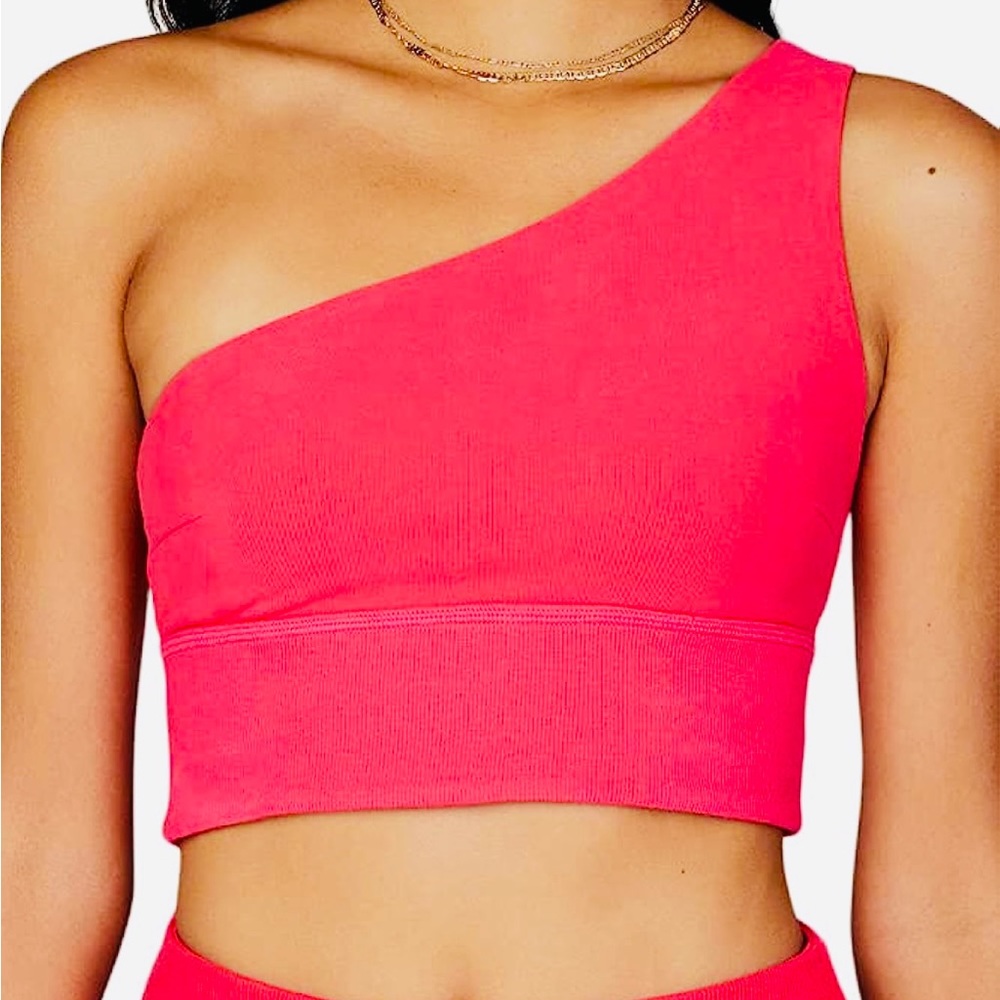 Sincerely Jules for Bandier one shoulder sports bra hot pink size small